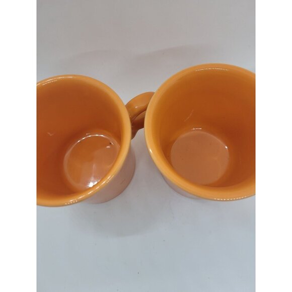 Vintg Fiestaware Homer Laughlin Coffee mug 2 Ring handle orange Marigold Retro - Picture 3 of 4